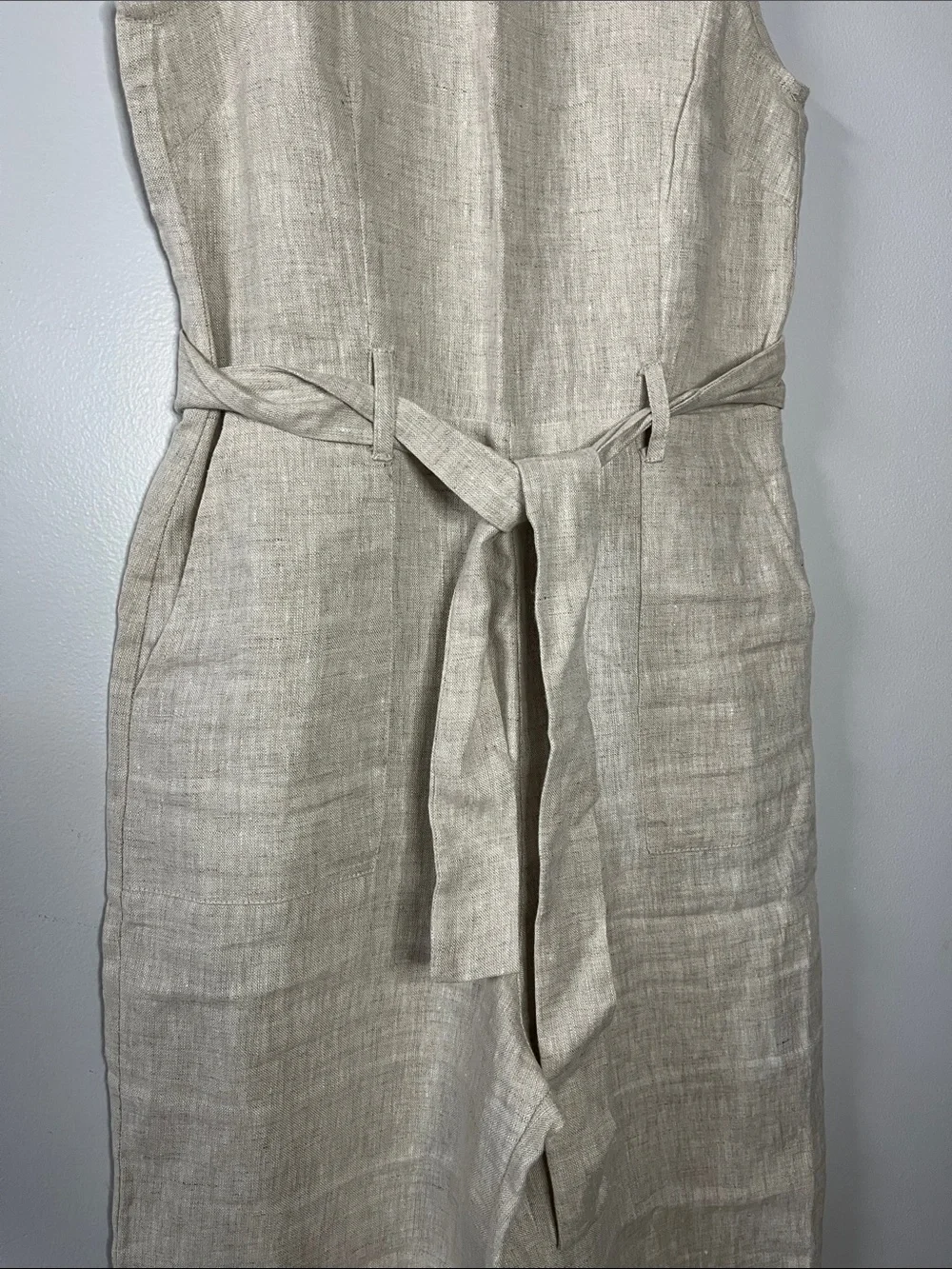 Reformation Naomi linen jumpsuit in oatmeal size 2 petite minimalist
